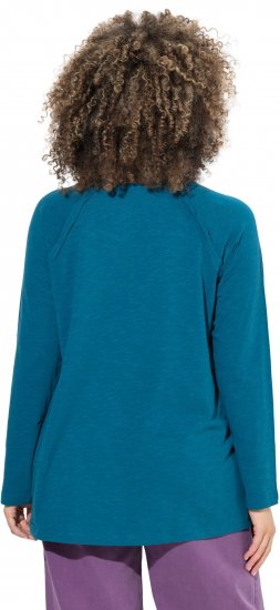 Ulla Popken Inverted Seam Long Sleeve Graphic Tee Teal - Koszulki z nadrukiem dla kobiet - 