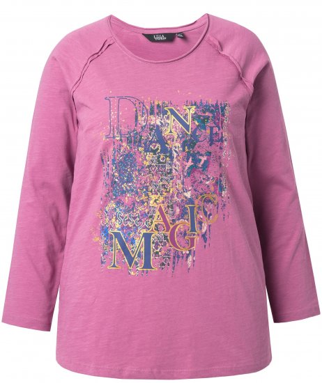 Ulla Popken Inverted Seam Long Sleeve Graphic Tee Dark Rose - Koszulki z nadrukiem dla kobiet - 