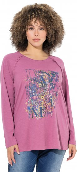 Ulla Popken Inverted Seam Long Sleeve Graphic Tee Dark Rose - Koszulki z nadrukiem dla kobiet - 