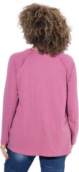 Ulla Popken Inverted Seam Long Sleeve Graphic Tee Dark Rose - Koszulki z nadrukiem dla kobiet - 