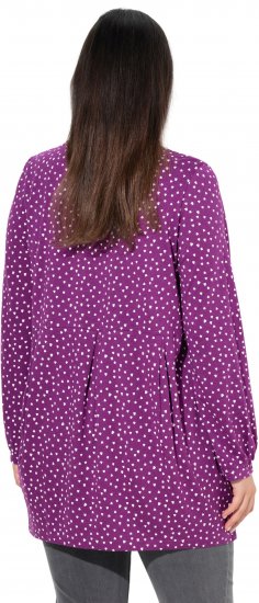 Ulla Popken Pleated Confetti Print Long Sleeve Tee Light Plum - Koszulki z nadrukiem dla kobiet - 