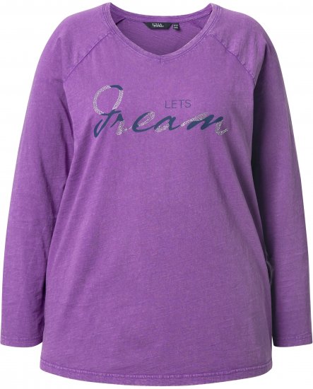 Ulla Popken Dream Rhinestone Lettering Long Sleeve Tee Light Plum - Koszulki z nadrukiem dla kobiet - 