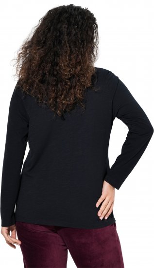 Ulla Popken Motivational Graphic Long Sleeve Tee Black - Koszulki z nadrukiem dla kobiet - 
