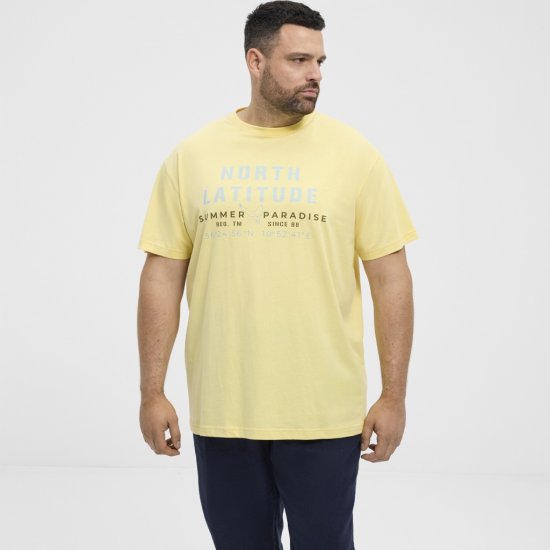 North Latitude T-Shirt Printed Short Sleeve Yellow - Koszulki - T-shirty meskie Duże Rozmiary - 2XL-14XL