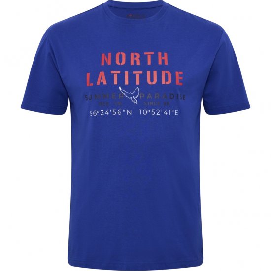 North Latitude T-shirt Printed Short Sleeve Blue - Koszulki - T-shirty meskie Duże Rozmiary - 2XL-14XL