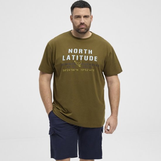 North Latitude T-Shirt Printed Short Sleeve Green - Koszulki - T-shirty meskie Duże Rozmiary - 2XL-14XL