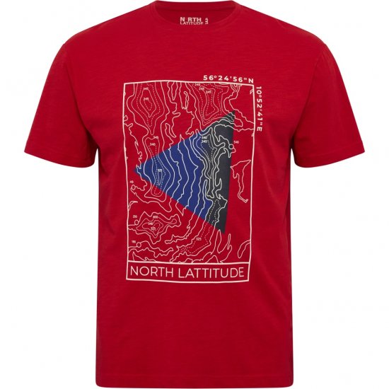North Latitude T-Shirt Printed Short Sleeve Red - Koszulki - T-shirty meskie Duże Rozmiary - 2XL-14XL