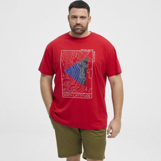 North Latitude T-Shirt Printed Short Sleeve Red - Koszulki - T-shirty meskie Duże Rozmiary - 2XL-14XL