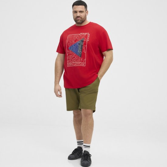 North Latitude T-Shirt Printed Short Sleeve Red - Koszulki - T-shirty meskie Duże Rozmiary - 2XL-14XL