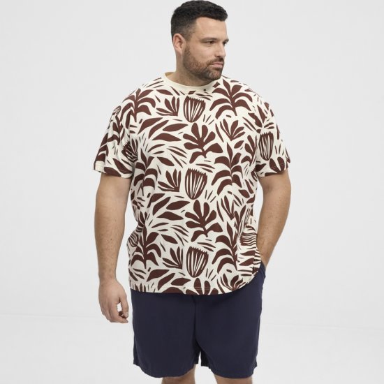 North Latitude T-Shirt Printed Allover Bordeaux - Koszulki - T-shirty meskie Duże Rozmiary - 2XL-14XL