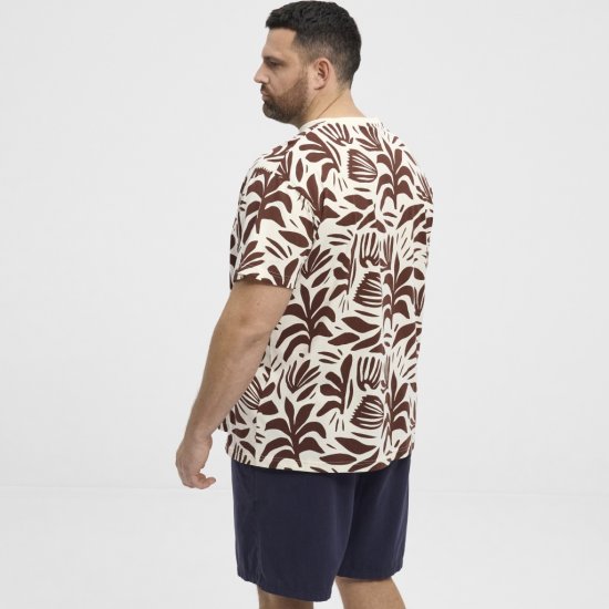 North Latitude T-Shirt Printed Allover Bordeaux - Koszulki - T-shirty meskie Duże Rozmiary - 2XL-14XL