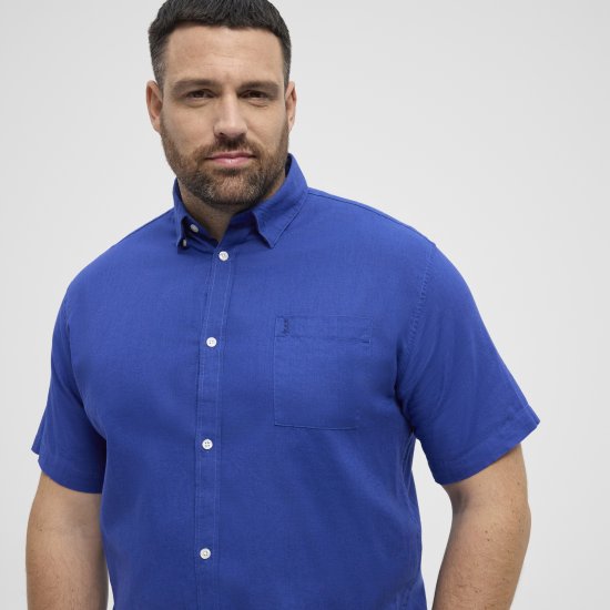 North Latitude Shirt Linen Cotton Short Sleeve Blue - Koszule - Koszule 2XL-10XL