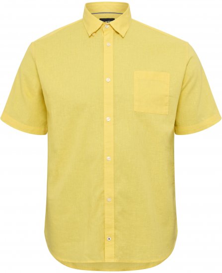 North Latitude Shirt Linen Cotton Short Sleeve TALL Yellow - ODZIEŻ MĘSKA MT-6XLT - WYSOKIE-rozmiary