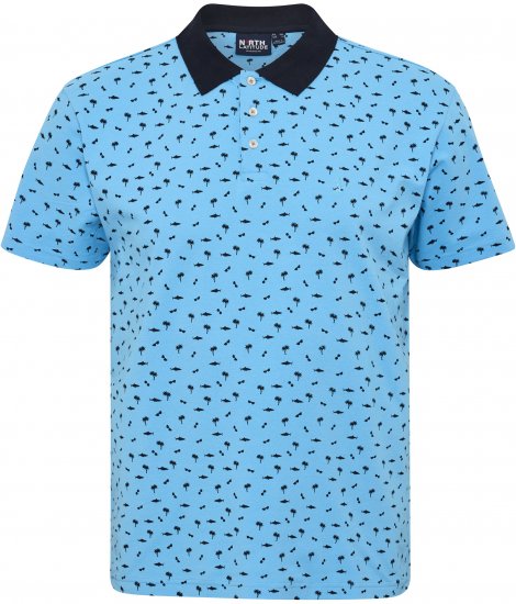 North Latitude Polo Pique Printed Turquoise TALL - ODZIEŻ MĘSKA MT-6XLT - WYSOKIE-rozmiary