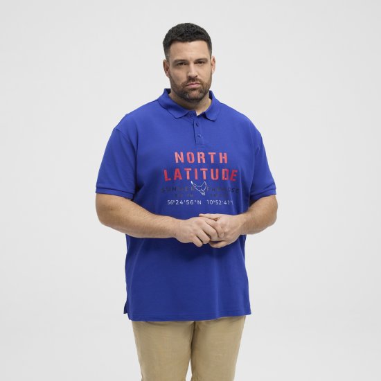 North Latitude Polo Pique Print Short Sleeve Cobalt Blue - Koszulki polo - Koszulki Polo 2XL-8XL