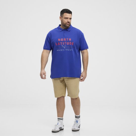North Latitude Polo Pique Print Short Sleeve Cobalt Blue - Koszulki polo - Koszulki Polo 2XL-8XL