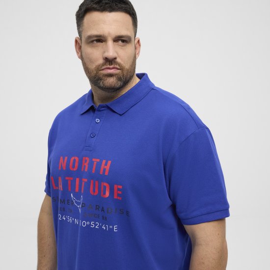 North Latitude Polo Pique Print Short Sleeve Cobalt Blue - Koszulki polo - Koszulki Polo 2XL-8XL