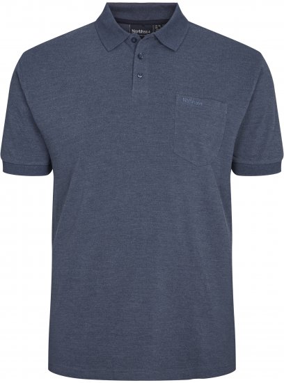 North Latitude Polo Short Sleeve Blue Melange TALL - ODZIEŻ MĘSKA MT-6XLT - WYSOKIE-rozmiary