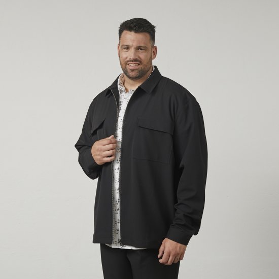 North Latitude 61106 Overshirt W Stylu Garniturowym Z Pełnym Zamkiem Czarny - Kurtki Męskie Duże Rozmiary - Kurtki Duże rozmiary 2XL-8XL