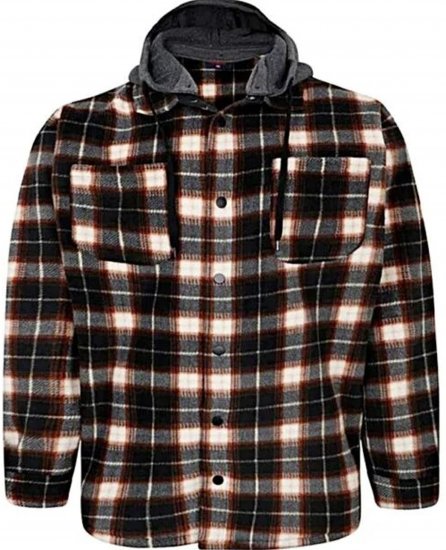 Espionage Fleece Shirt Jacket with Removable Hood Black - Kurtki Męskie Duże Rozmiary - Kurtki Duże rozmiary 2XL-8XL