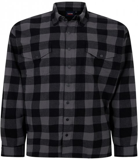 Espionage SH423 Checked Overshirt Black/Charcoal - Kurtki wiosenne - Kurtki wiosenne w dużych rozmiarach