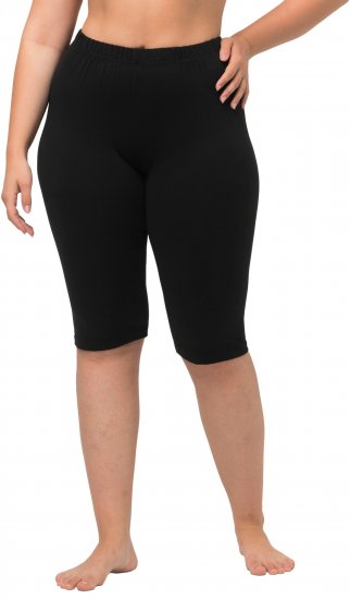 Ulla Popken Stretch Knit Bike Shorts Black - Jeansy & Spodnie w Dużych Rozmiarach – Plus Size - 