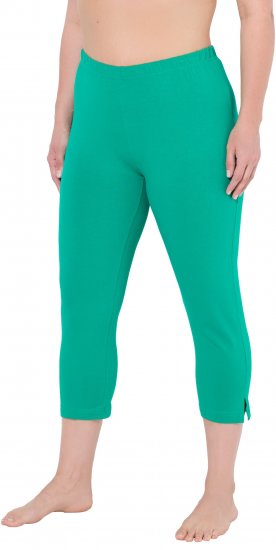 Ulla Popken Basic Stretch Knit Capris Green - Jeansy & Spodnie w Dużych Rozmiarach – Plus Size - 