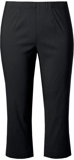 Ulla Popken Stretch Basic Bengaline Capri Pants Black - Jeansy & Spodnie w Dużych Rozmiarach – Plus Size - 