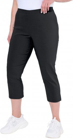 Ulla Popken Stretch Basic Bengaline Capri Pants Black - Jeansy & Spodnie w Dużych Rozmiarach – Plus Size - 