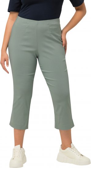 Ulla Popken Stretch Basic Bengaline Capri Pants Light Moss Green - Jeansy & Spodnie w Dużych Rozmiarach – Plus Size - 