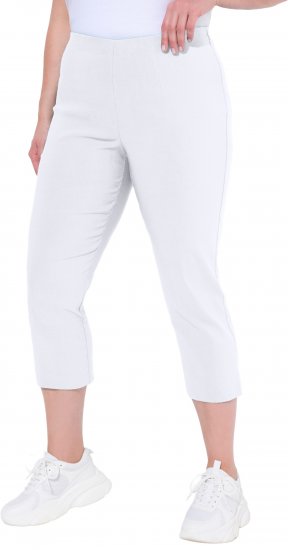 Ulla Popken Stretch Basic Bengaline Capri Pants Snow White - Jeansy & Spodnie w Dużych Rozmiarach – Plus Size - 