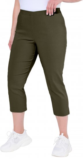 Ulla Popken Stretch Basic Bengaline Capri Pants Forest Forest Green - Jeansy & Spodnie w Dużych Rozmiarach – Plus Size - 