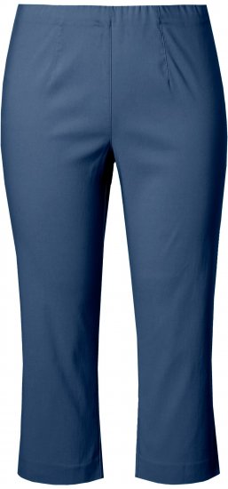 Ulla Popken Stretch Basic Bengaline Capri Pants Denim Blue - Jeansy & Spodnie w Dużych Rozmiarach – Plus Size - 