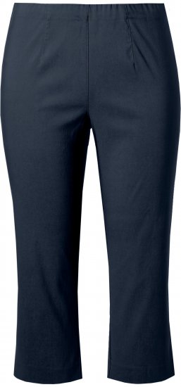 Ulla Popken Stretch Basic Bengaline Capri Pants Navy Blue - Jeansy & Spodnie w Dużych Rozmiarach – Plus Size - 
