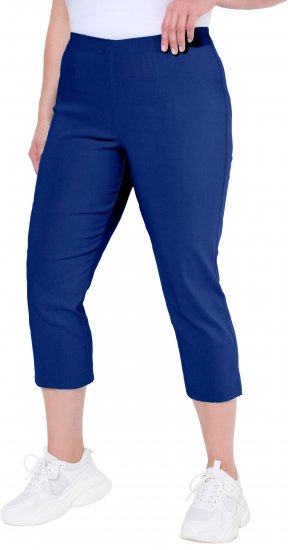 Ulla Popken Stretch Basic Bengaline Capri Pants Blue - Jeansy & Spodnie w Dużych Rozmiarach – Plus Size - 
