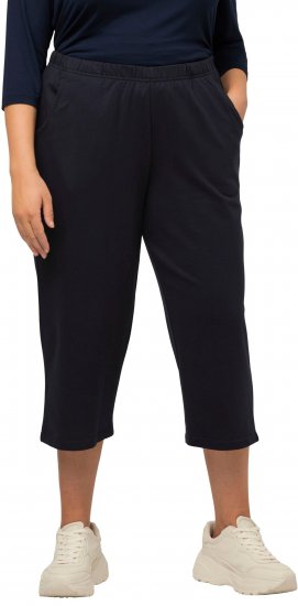 Ulla Popken Pull On Knit Elastic Waist Pocket Crop Pants Blue - Jeansy & Spodnie w Dużych Rozmiarach – Plus Size - 