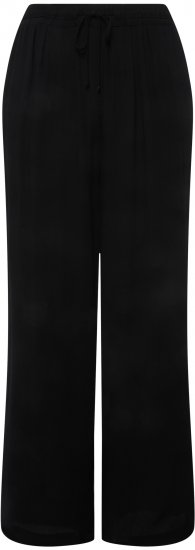 Ulla Popken Viscose Crinkle Drawstring Elastic Waist Pants Black - Jeansy & Spodnie w Dużych Rozmiarach – Plus Size - 