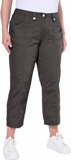 Ulla Popken Roll Tab Hem Stretch Cargo Pants Grey - Jeansy & Spodnie w Dużych Rozmiarach – Plus Size - 