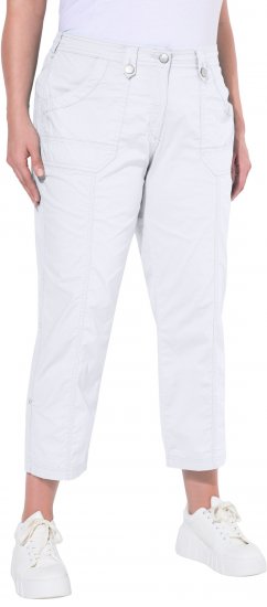 Ulla Popken Roll Tab Hem Stretch Cargo Pants White - Jeansy & Spodnie w Dużych Rozmiarach – Plus Size - 