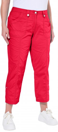 Ulla Popken Roll Tab Hem Stretch Cargo Pants Red - Jeansy & Spodnie w Dużych Rozmiarach – Plus Size - 