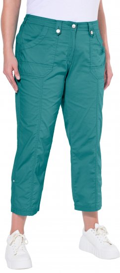 Ulla Popken Roll Tab Hem Stretch Cargo Pants Teal - Jeansy & Spodnie w Dużych Rozmiarach – Plus Size - 