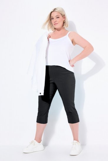Ulla Popken Bengaline Elastic Waist Stretch Capri Pants Black - Spodnie materiałowe - Szerokie spodnie damskie plus size