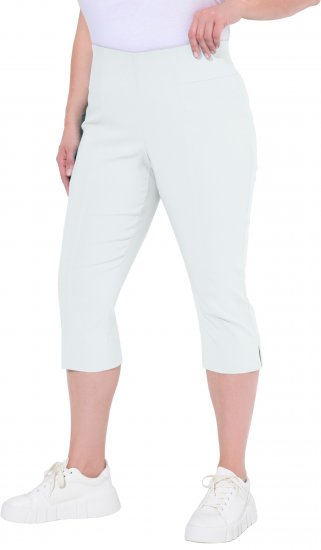 Ulla Popken Bengaline Elastic Waist Stretch Capri Pants Snow White - Jeansy & Spodnie w Dużych Rozmiarach – Plus Size - 