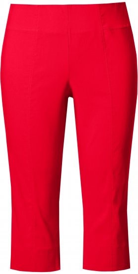 Ulla Popken Bengaline Elastic Waist Stretch Capri Pants Red - Jeansy & Spodnie w Dużych Rozmiarach – Plus Size - 