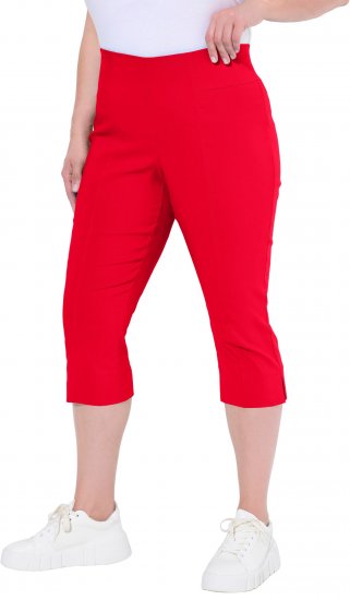 Ulla Popken Bengaline Elastic Waist Stretch Capri Pants Red - Jeansy & Spodnie w Dużych Rozmiarach – Plus Size - 