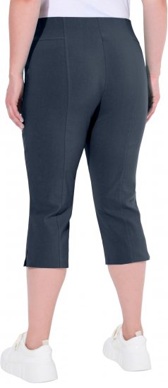 Ulla Popken Bengaline Elastic Waist Stretch Capri Pants Navy Blue - Jeansy & Spodnie w Dużych Rozmiarach – Plus Size - 