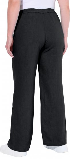 Ulla Popken Drawstring Elastic Waist Mary Fit Linen Pants Black - Jeansy & Spodnie w Dużych Rozmiarach – Plus Size - 