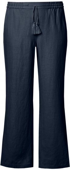 Ulla Popken Drawstring Elastic Waist Mary Fit Linen Pants Navy - Jeansy & Spodnie w Dużych Rozmiarach – Plus Size - 