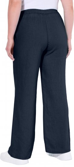 Ulla Popken Drawstring Elastic Waist Mary Fit Linen Pants Navy - Jeansy & Spodnie w Dużych Rozmiarach – Plus Size - 