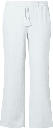 Ulla Popken Drawstring Elastic Waist Mary Fit Linen Pants Snow White - Jeansy & Spodnie w Dużych Rozmiarach – Plus Size - 